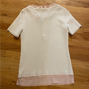 St. John Ivory Short Sleeve Top with Blush Trim